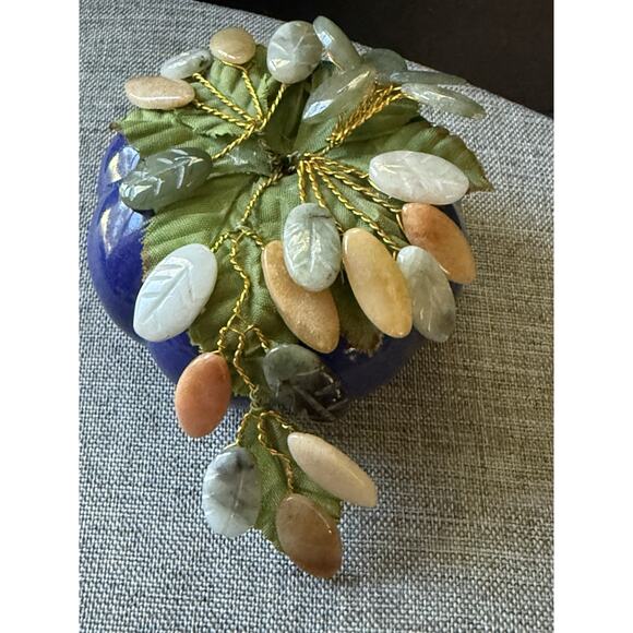 Semi Precious Stone Ceramic Brass Wire Paperweight Asymmetrical Boho Asian Decor - Picture 1 of 9